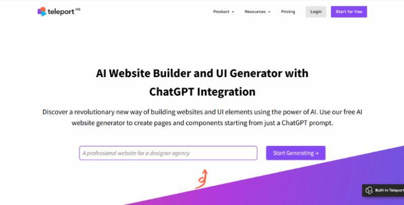 Teleporthq screenshot