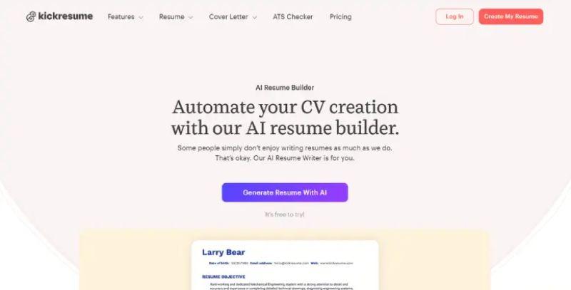 Kickresume screenshot